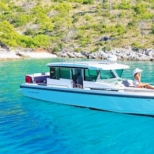 Axopar 37 C maximu guest cruising capacity is 12 but we recommend this boat for groups 2-10 persons.